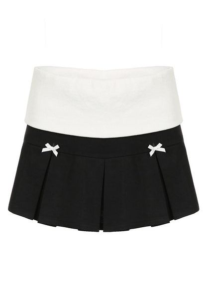 White Bow Y2K Pleated Skirt Cherrykitten