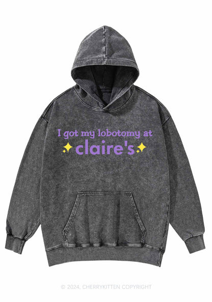 I Got My Lobotomy At Claire's Y2K Washed Hoodie Cherrykitten