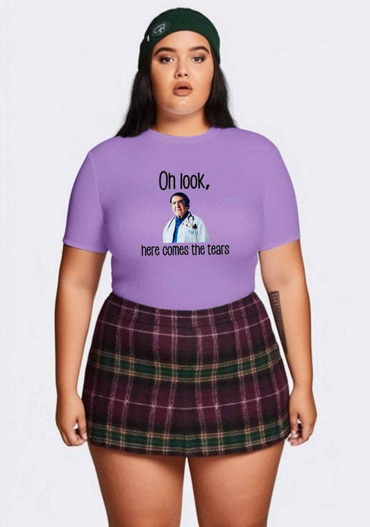 Curvy Here Comes The Tears Y2K Baby Tee Cherrykitten