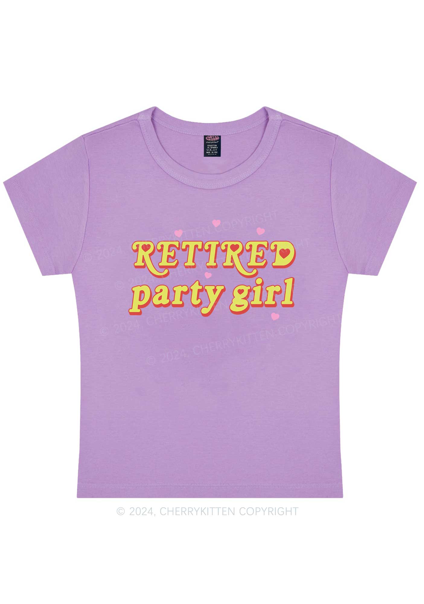 Retired Party Girl Y2K Baby Tee Cherrykitten