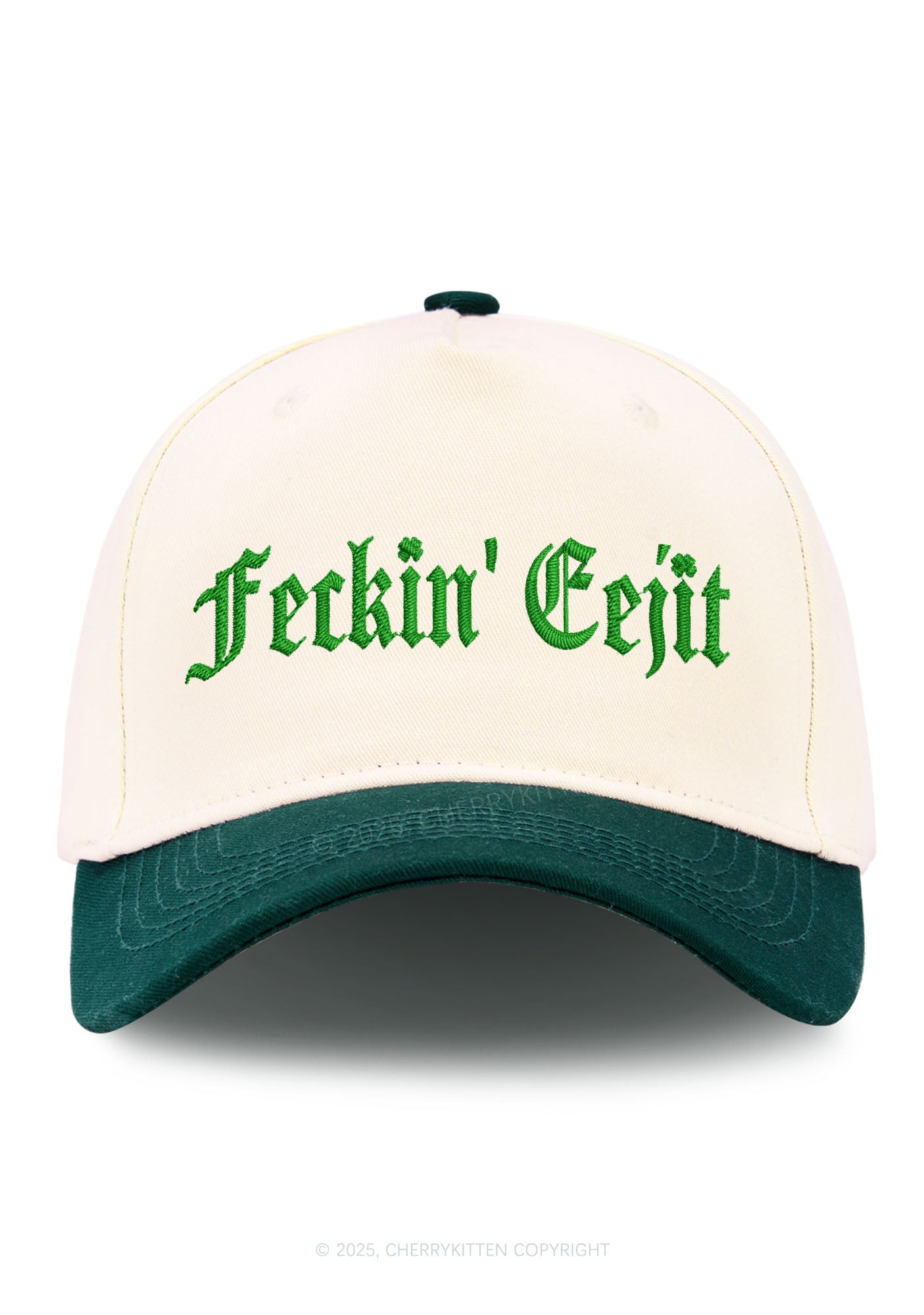 Embroidered Feckin Eejit St Patricks Y2K Color Block Baseball Cap Cherrykitten