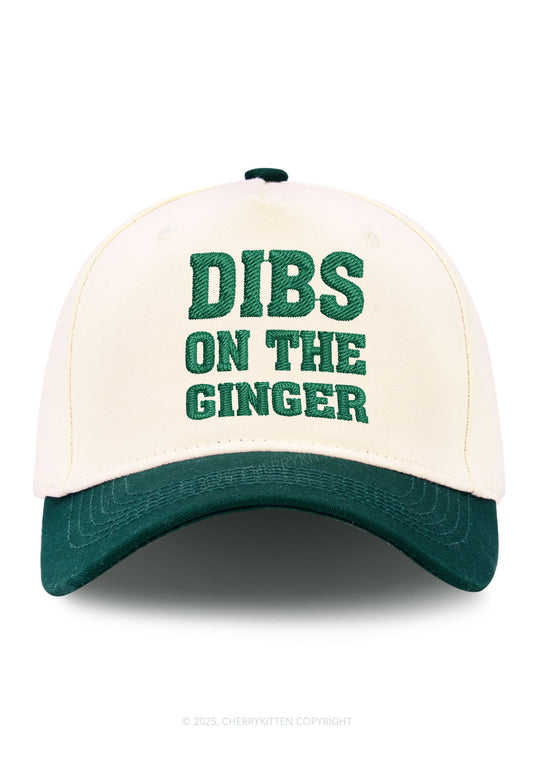 Embroidered Dibs On Ginger St Patricks Y2K Color Block Baseball Cap Cherrykitten