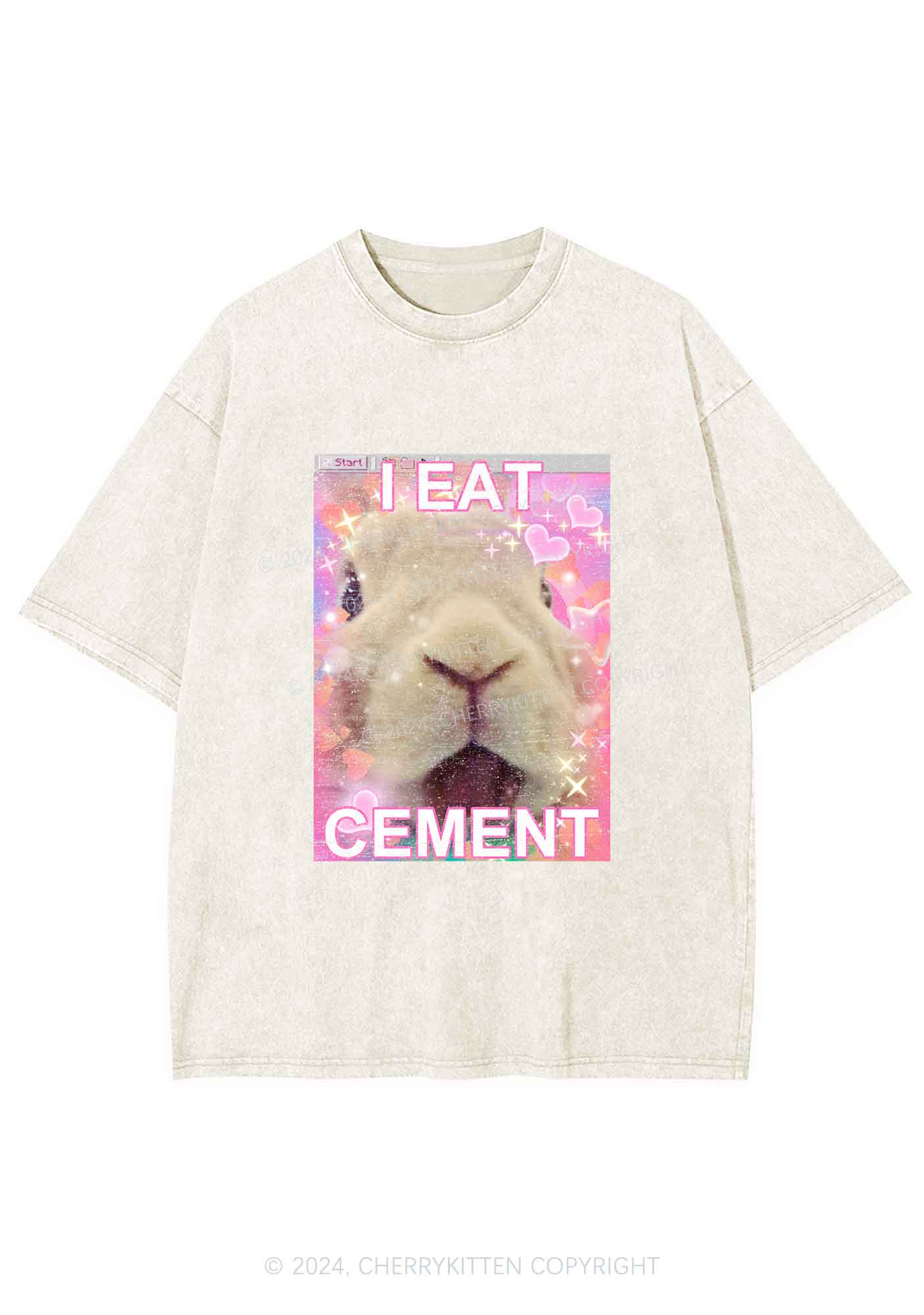 Bunny Eat Cement Y2K Washed Tee Cherrykitten