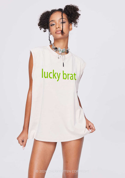 Lucky Brat St Patricks Y2K Washed Tank Cherrykitten