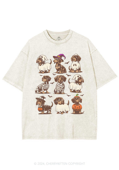 Halloween Dachshund Y2K Washed Tee Cherrykitten