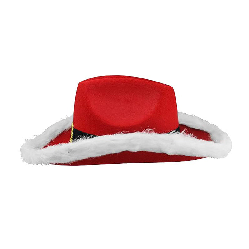 Y2K Red Christmas Cowboy Feather Hat