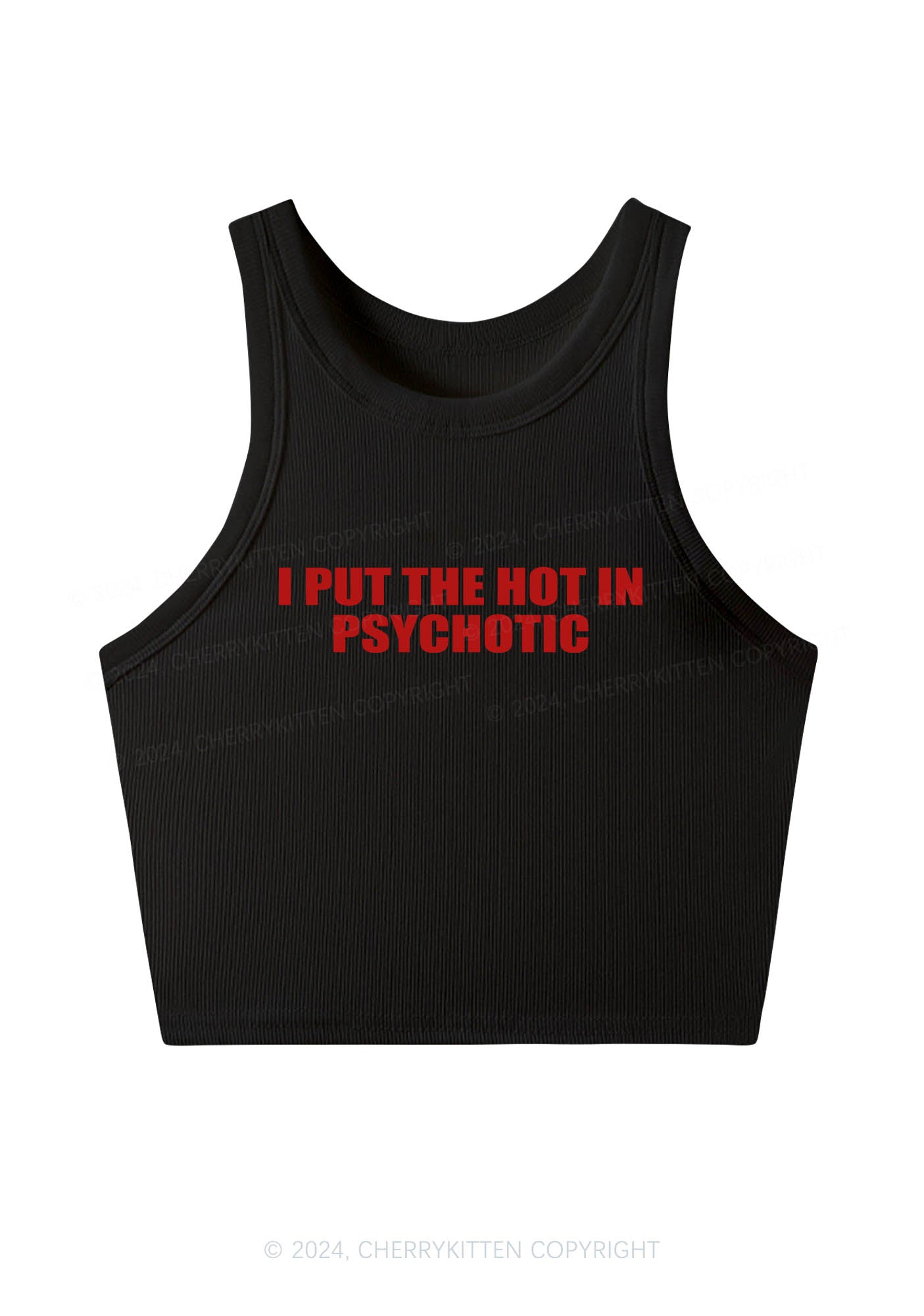 I Put The Hot In Psychotic Y2K Crop Tank Top Cherrykitten