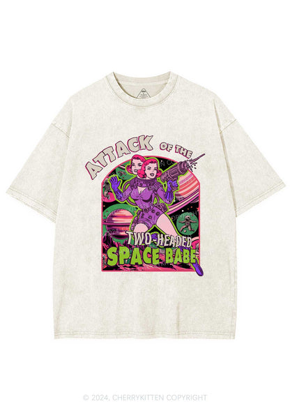 Attack Space Babe Halloween Y2K Washed Tee Cherrykitten