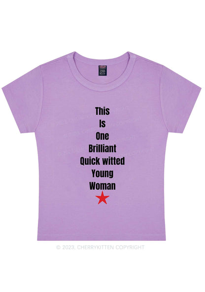 Curvy Brilliant Witted Young Woman Y2K Baby Tee Cherrykitten