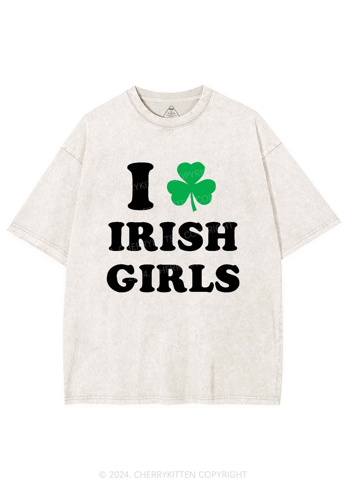 Irish Girls St Patricks Y2K Washed Tee Cherrykitten