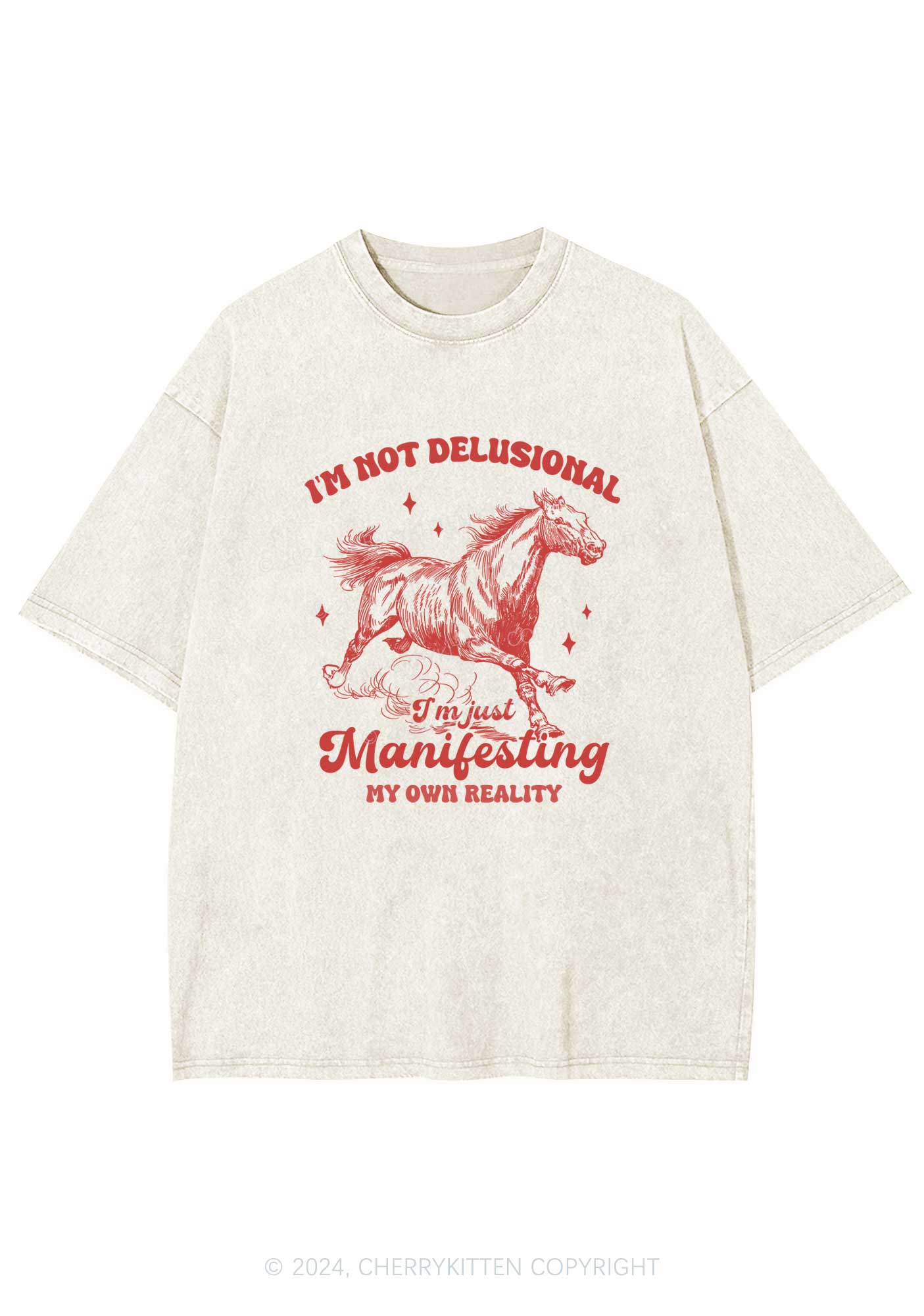 Not Delusional Just Manifesting Y2K Washed Tee Cherrykitten