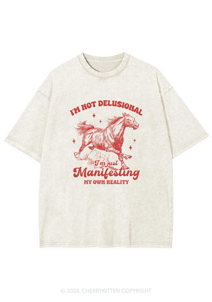 Not Delusional Just Manifesting Y2K Washed Tee Cherrykitten