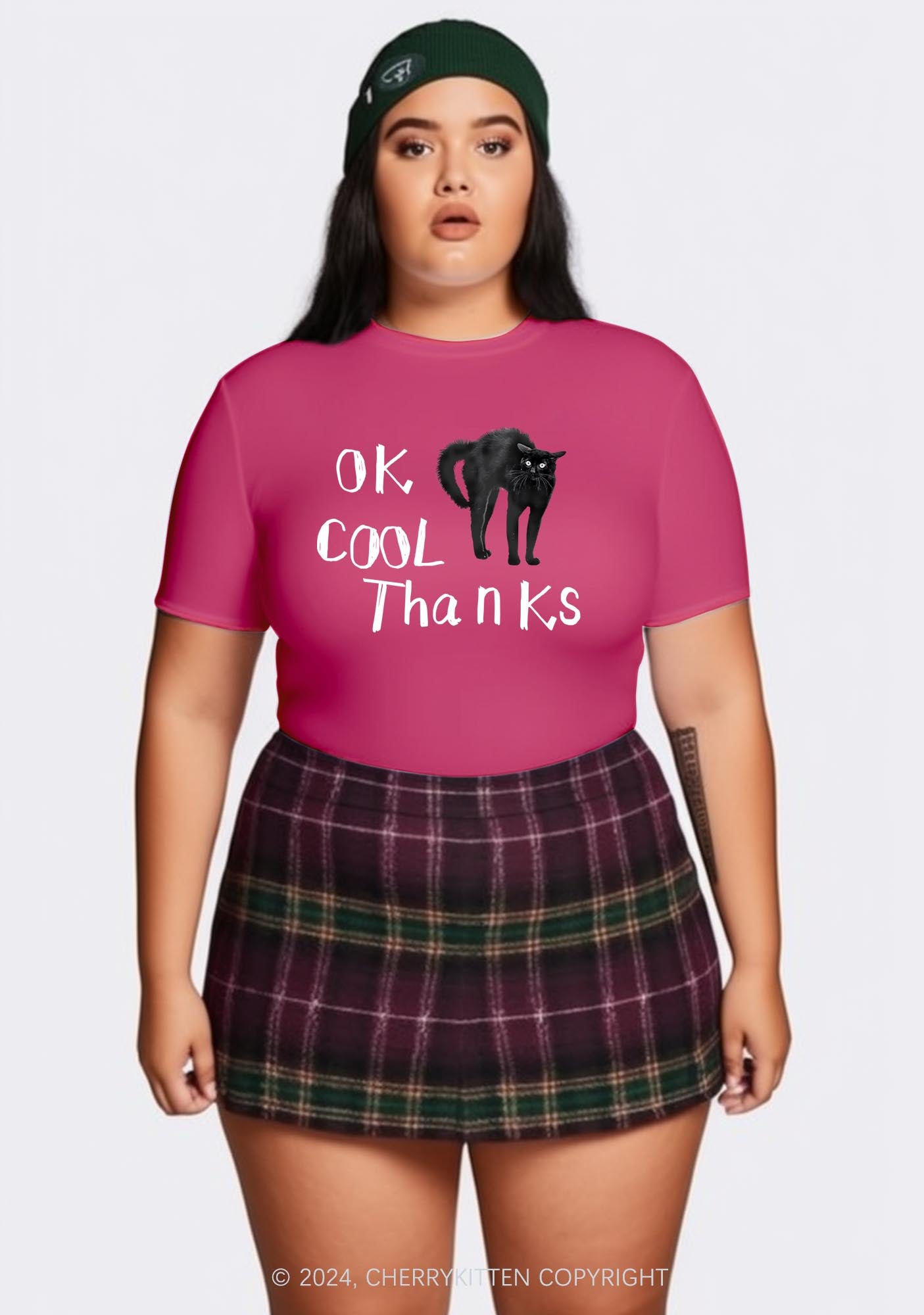 Curvy Ok Cool Thanks Y2K Baby Tee Cherrykitten