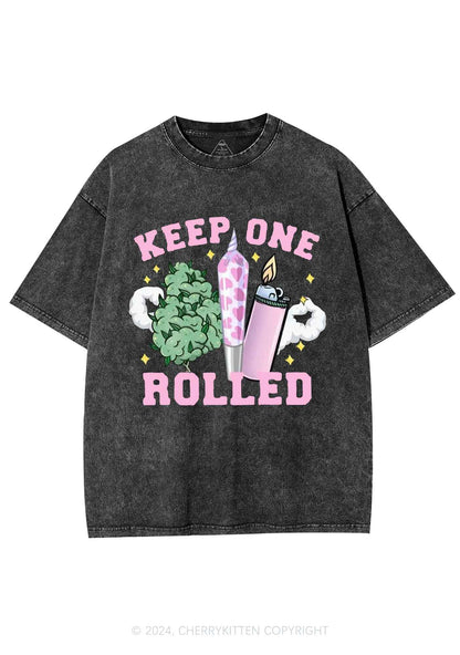 Keep One Rolled Y2K Washed Tee Cherrykitten