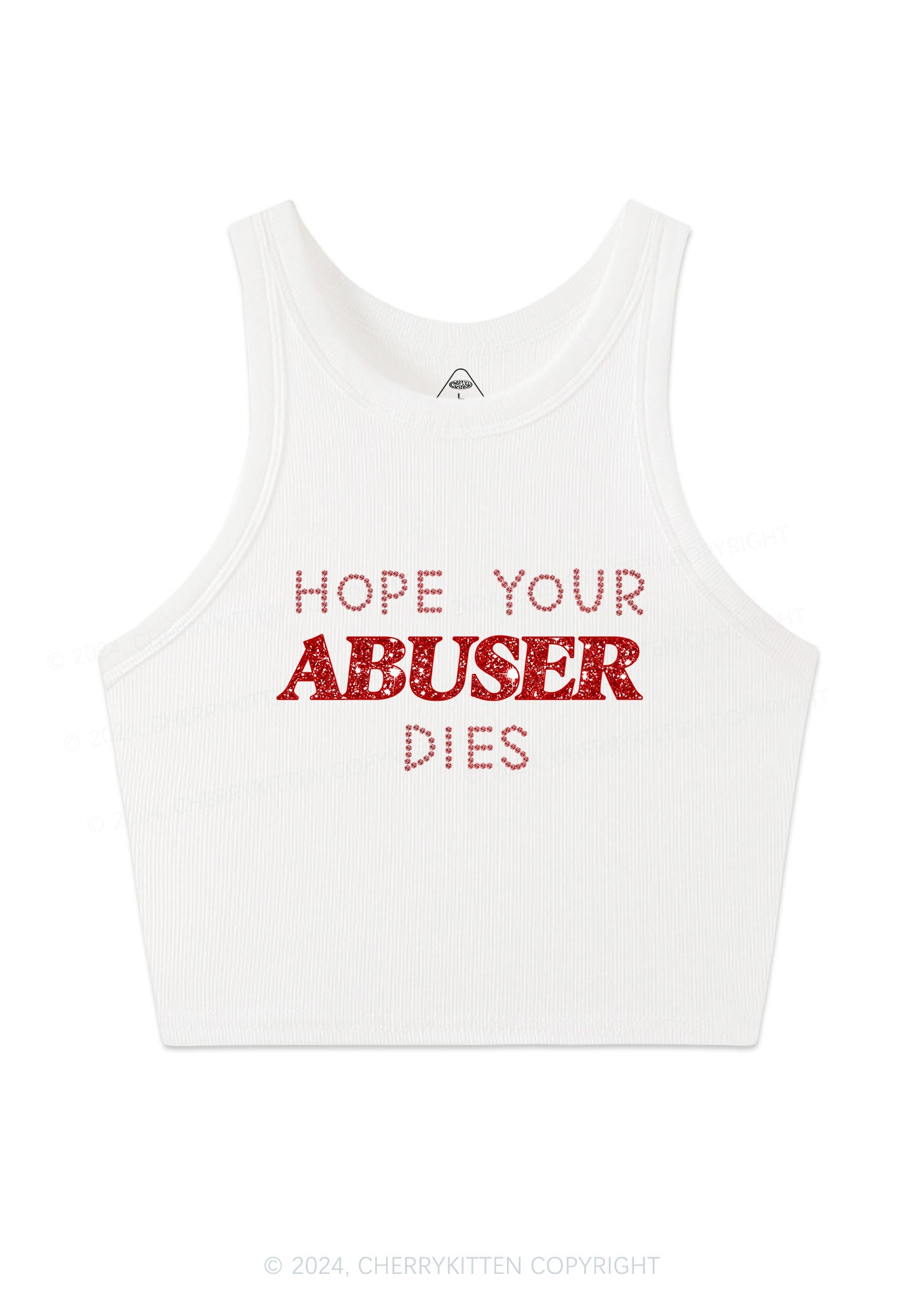 Hope Your Abuser Dies Y2K Crop Tank Top Cherrykitten