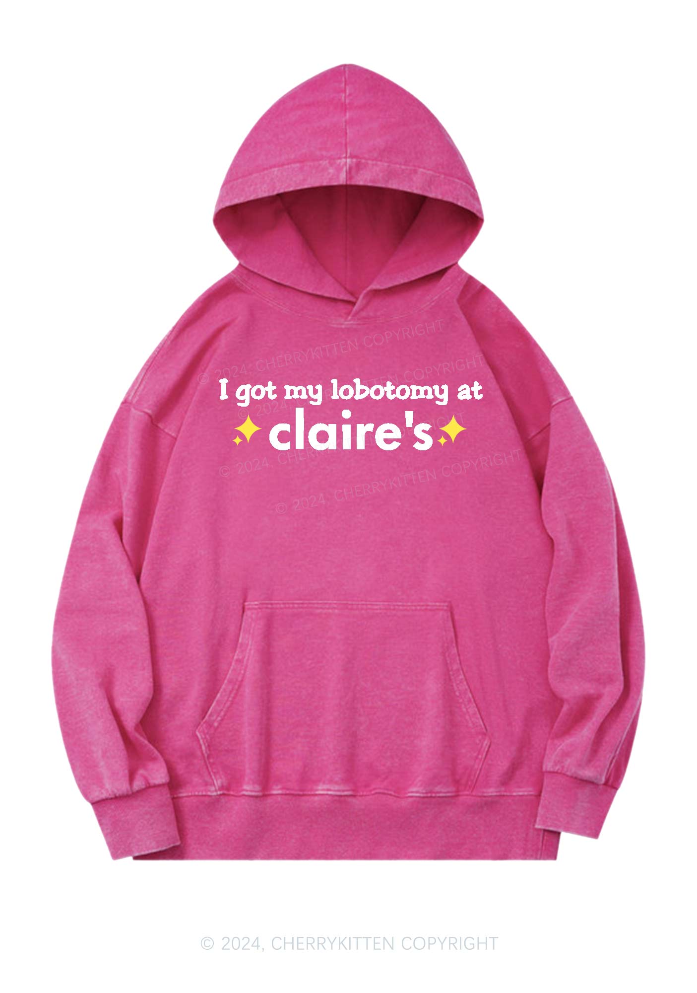 I Got My Lobotomy At Claire's Y2K Washed Hoodie Cherrykitten