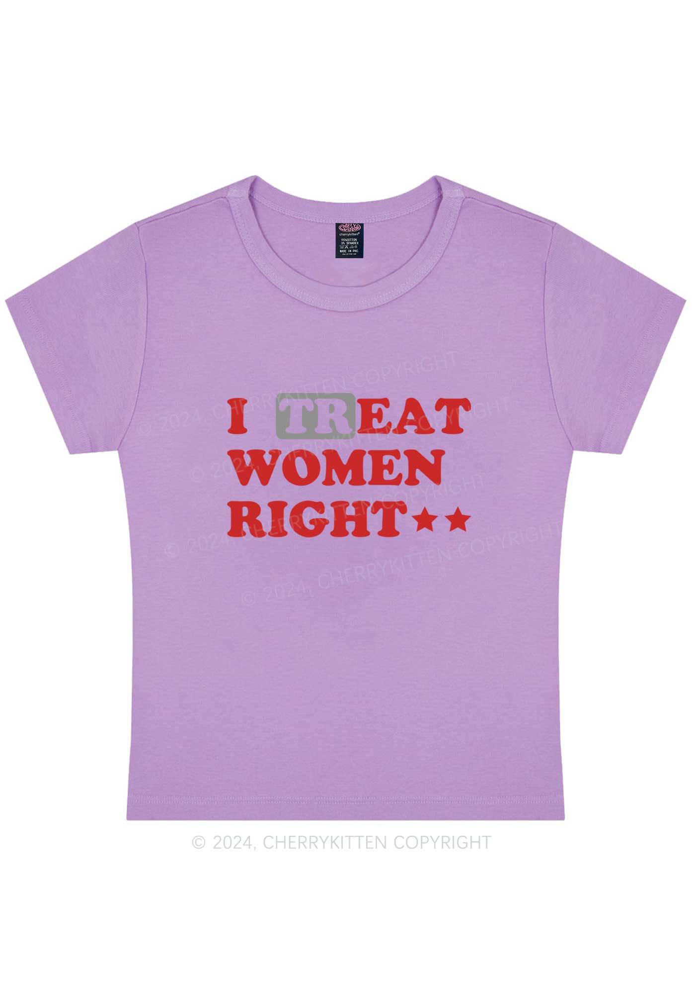 Curvy I Treat Women Right Y2K Baby Tee Cherrykitten