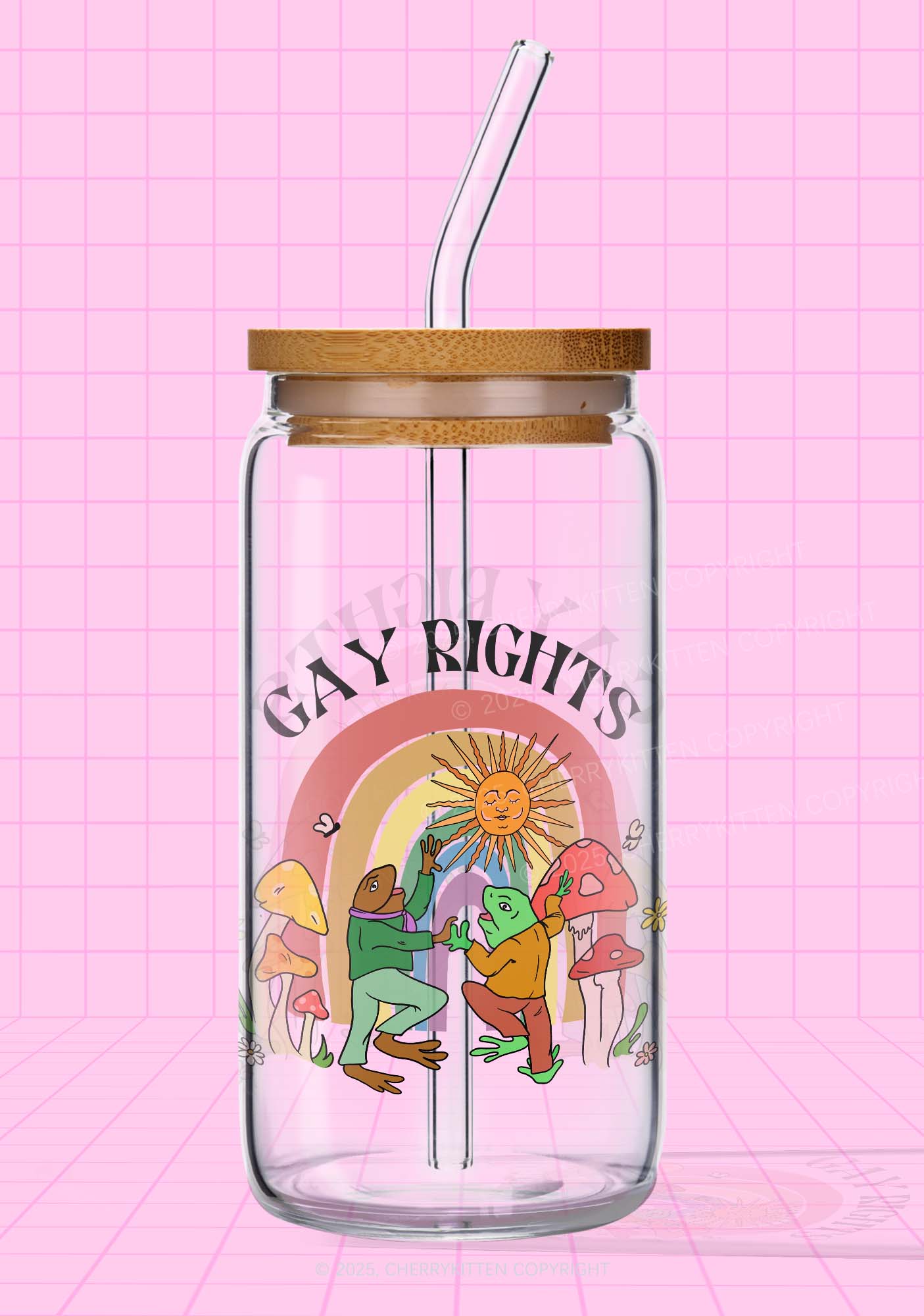 Gay Rights Y2K Printed Glass Cup Cherrykitten