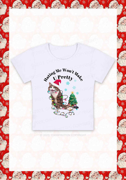 Hating Me Won't Make U Pretty Christmas Y2K Baby Tee Cherrykitten