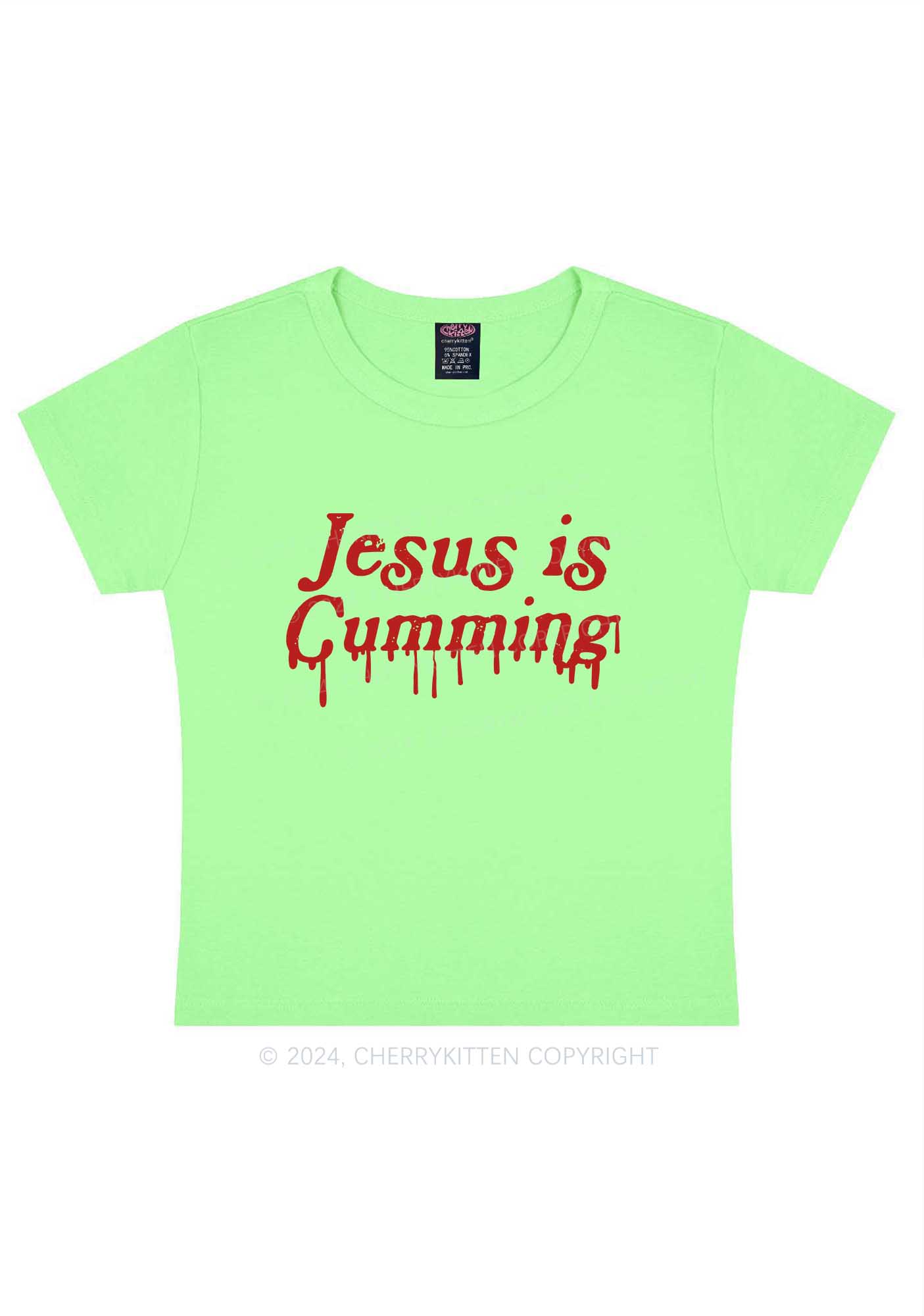 Jesus Is Cumming Y2K Baby Tee Cherrykitten