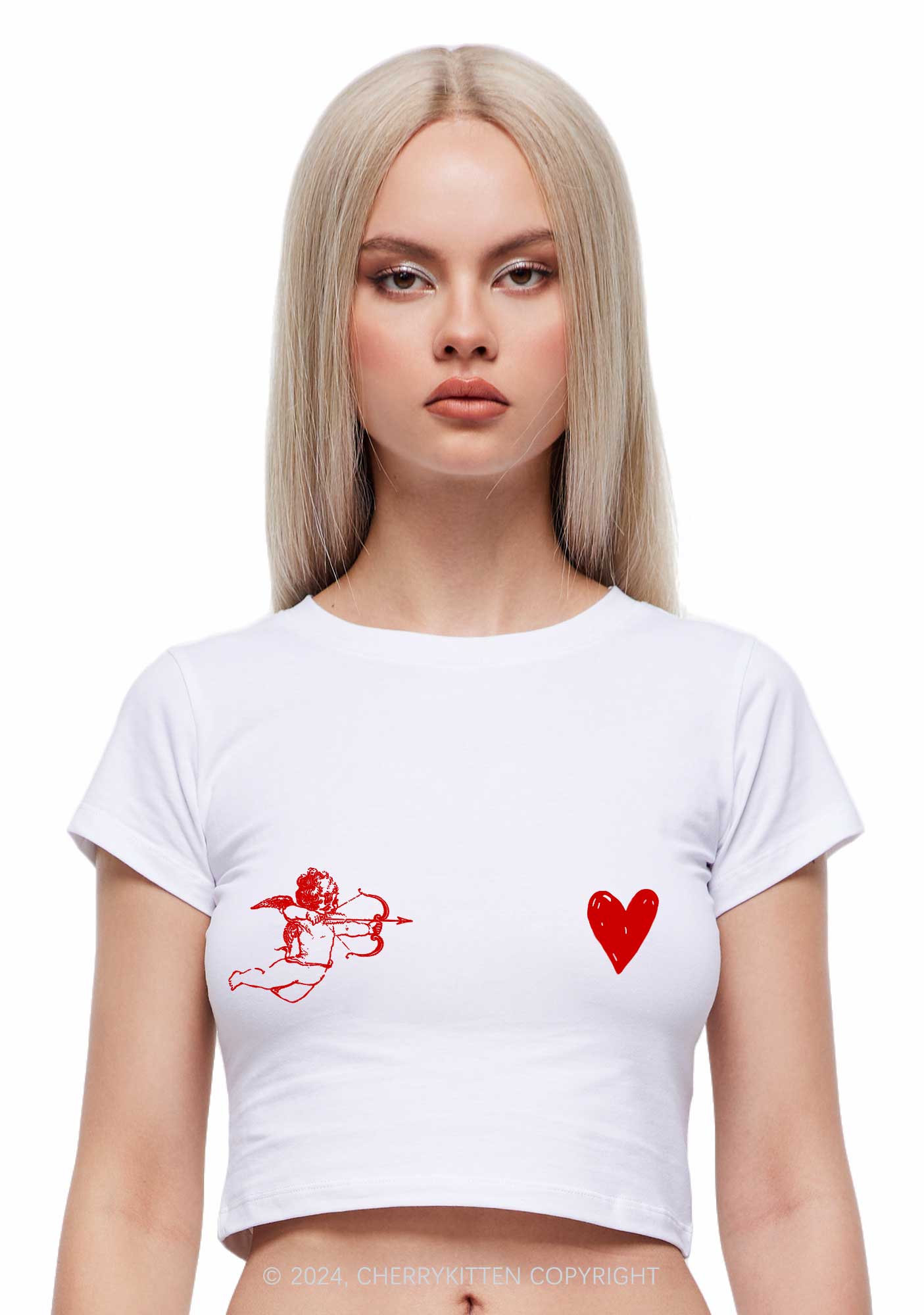 Cupid Red Heart Y2K Valentine's Day Baby Tee Cherrykitten