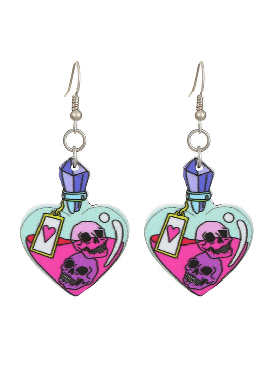 Halloween Heart Skull Y2K Earrings Cherrykitten