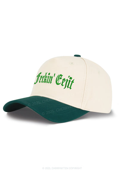 Embroidered Feckin Eejit St Patricks Y2K Color Block Baseball Cap Cherrykitten