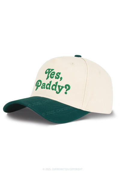 Embroidered Yes Paddy St Patricks Y2K Color Block Baseball Cap Cherrykitten