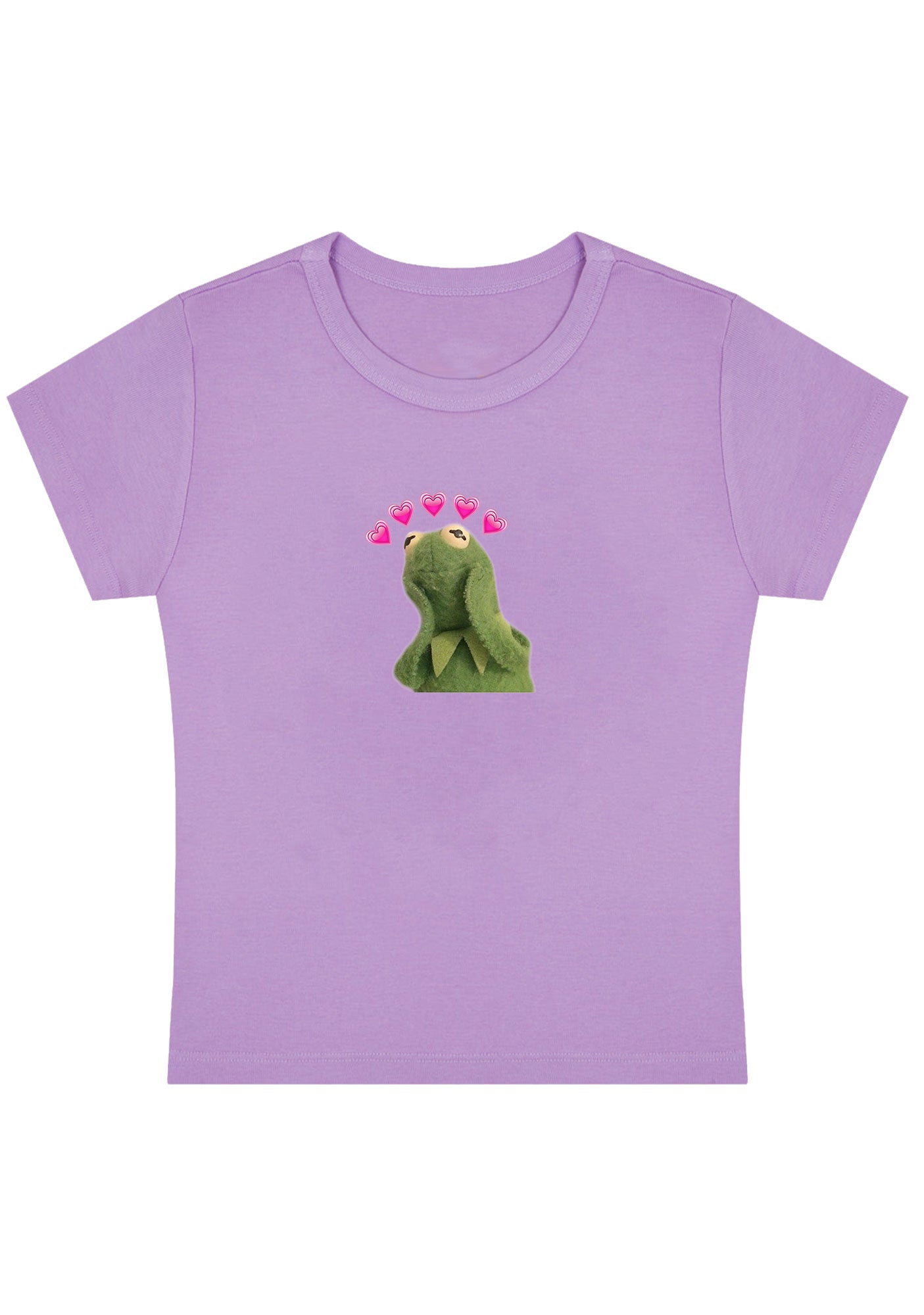 Pink Hearts Frog Y2K Baby Tee