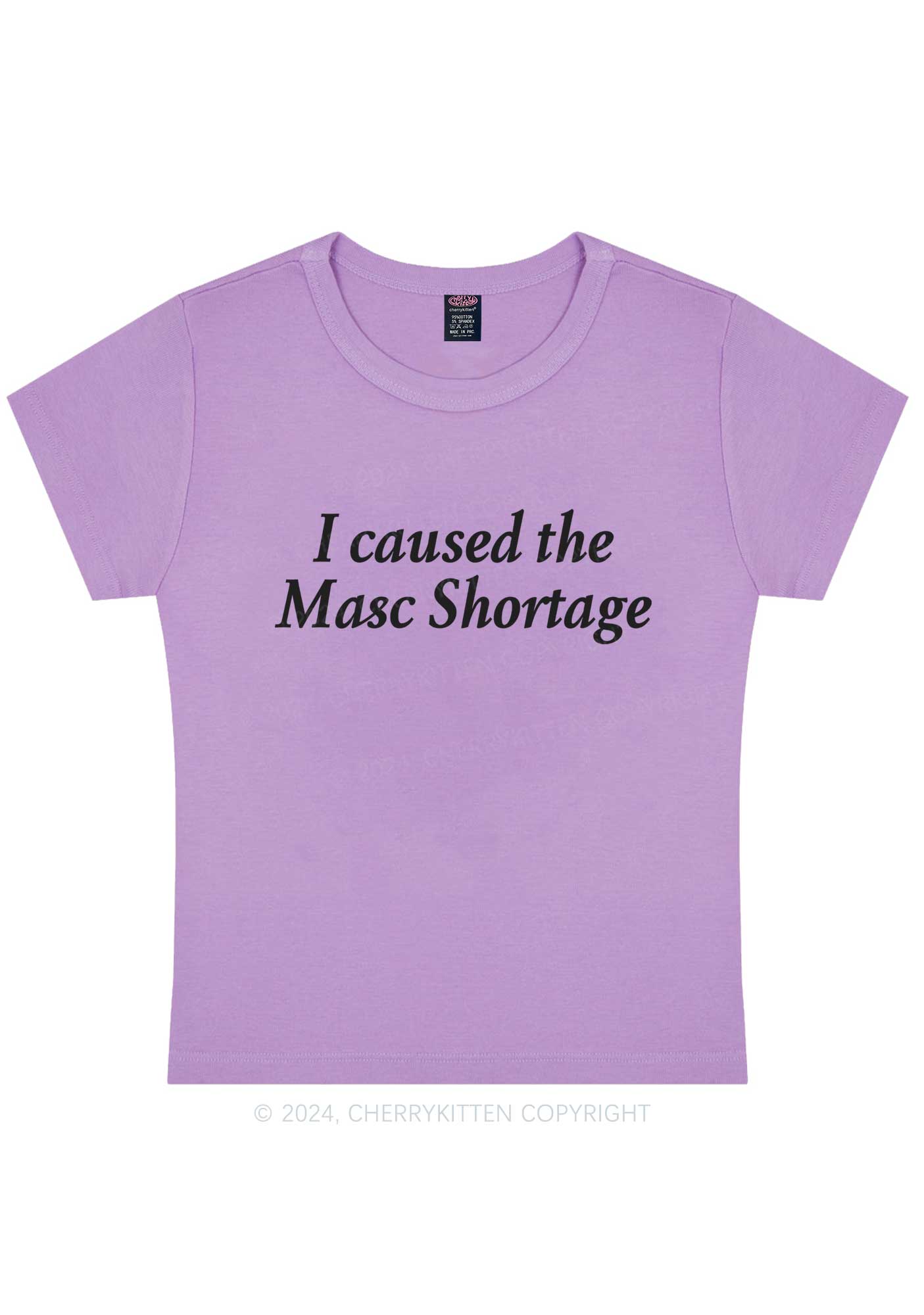 I Caused The Masc Shortage Y2K Baby Tee Cherrykitten