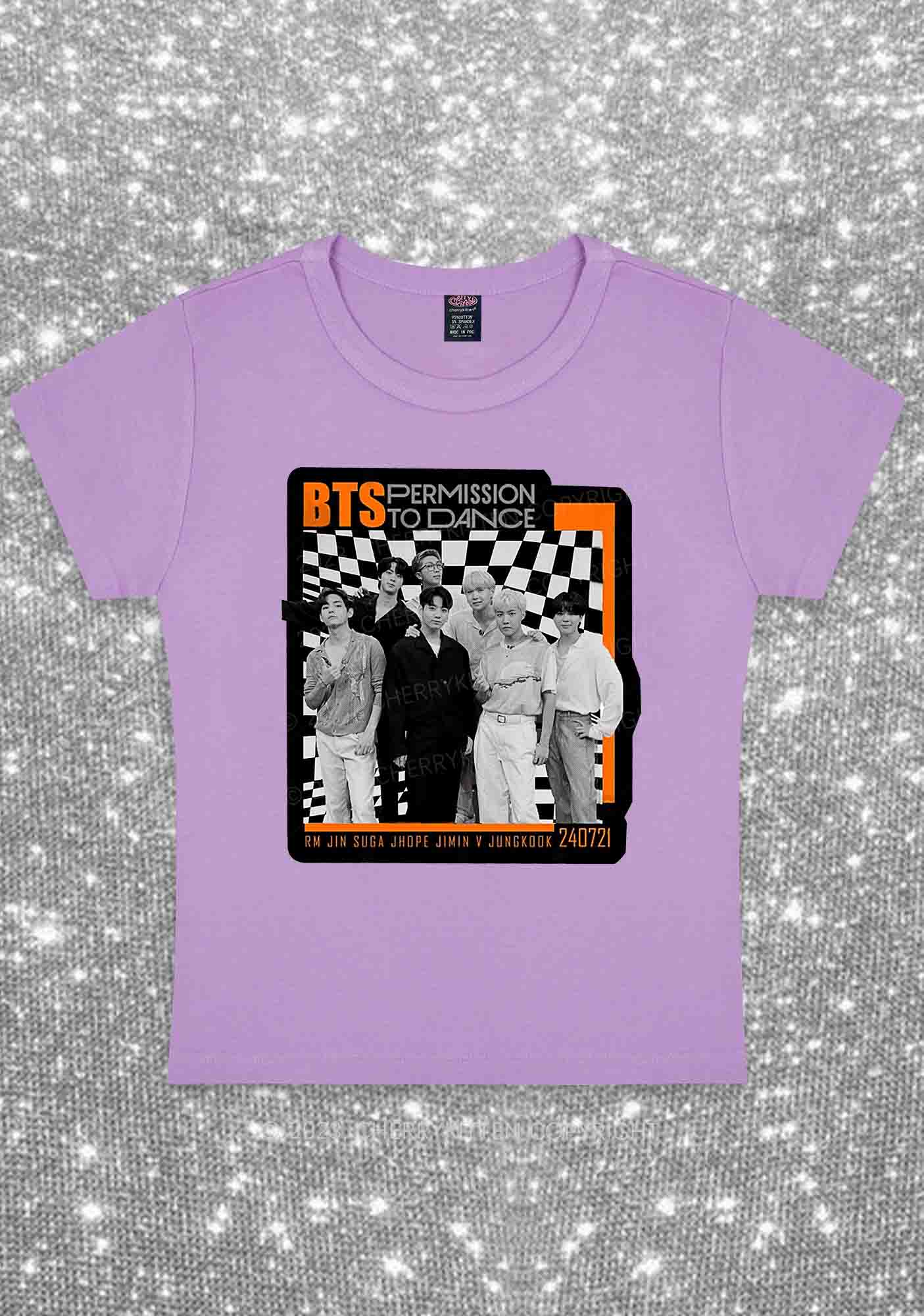 Permission To Dance Bangtan Kpop Y2K Baby Tee Cherrykitten