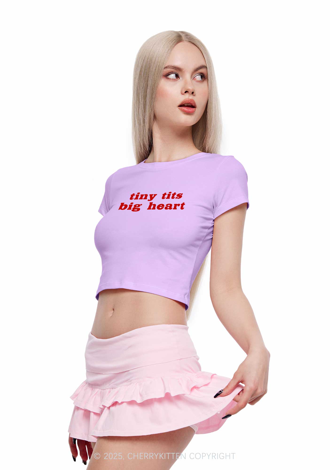 Tiny Txts Big Heart Y2K Baby Tee Cherrykitten