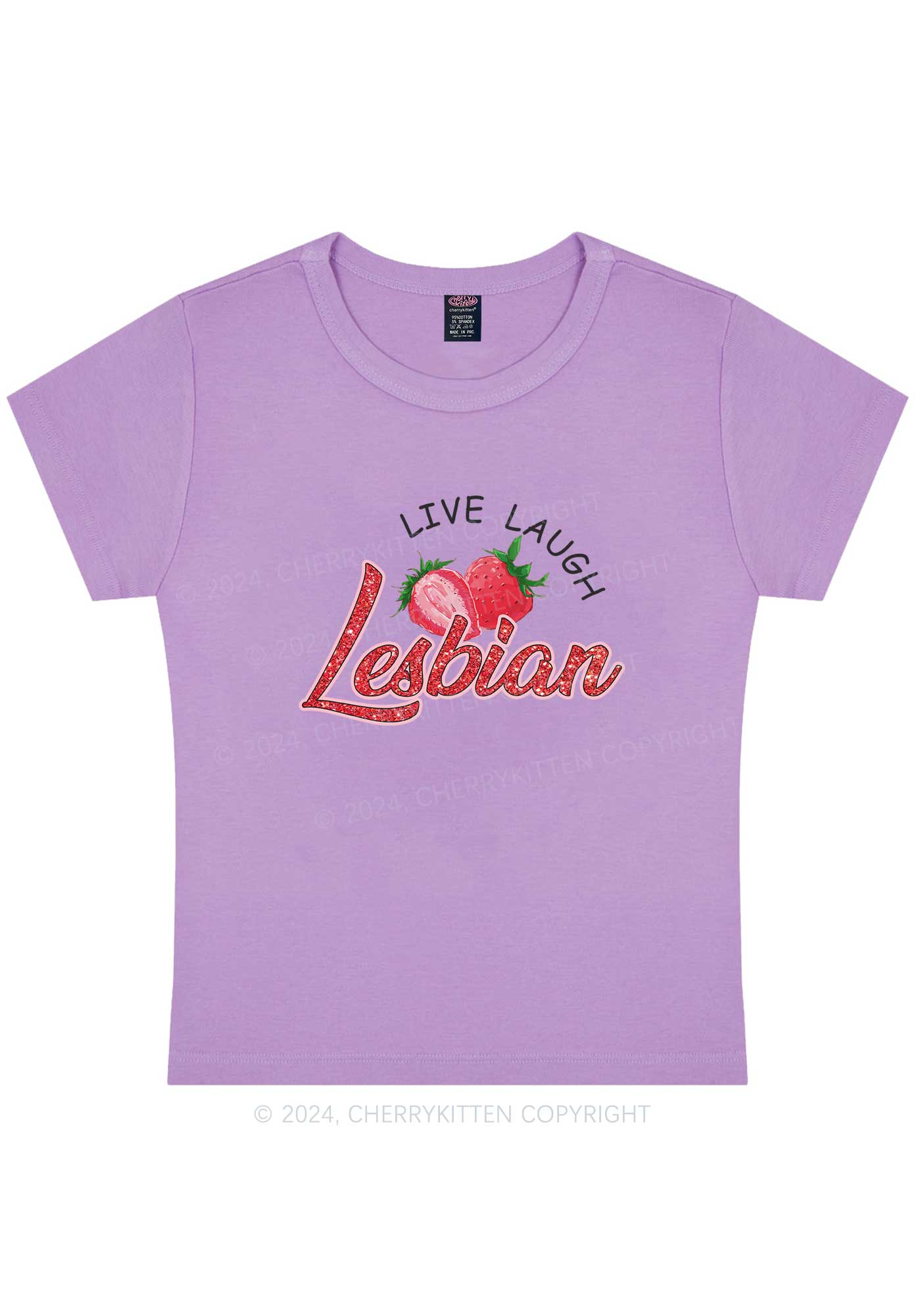 Curvy Live Laugh Lesbian Y2K Baby Tee Cherrykitten