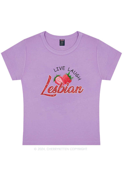 Curvy Live Laugh Lesbian Y2K Baby Tee Cherrykitten