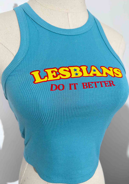 Lesbians Do It Better Y2K Crop Tank Top Cherrykitten