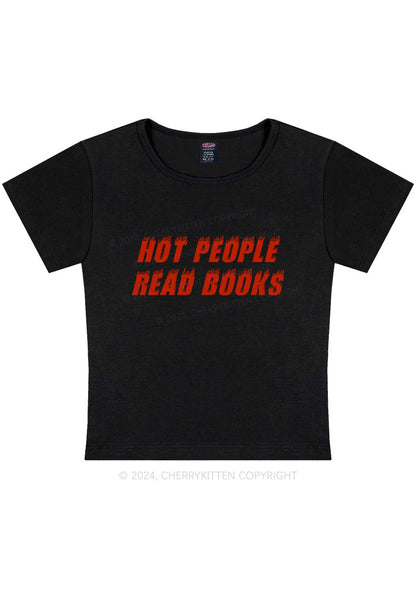 Curvy Hot People Read Books Y2K Baby Tee Cherrykitten