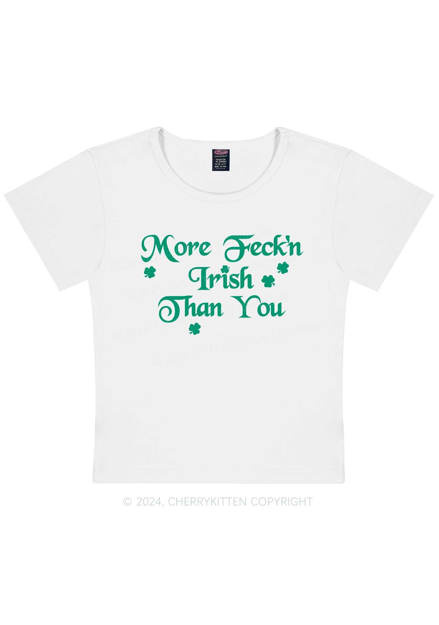 More Feckn Irish Than You St Patricks Y2K Baby Tee Cherrykitten