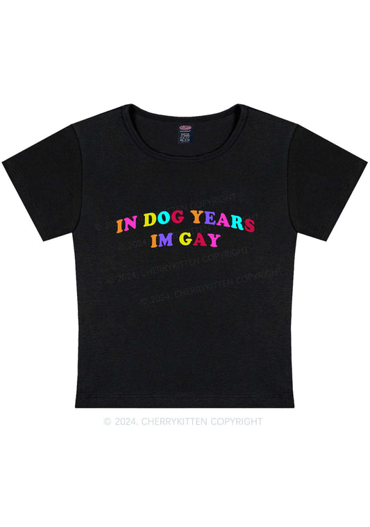 Dog Years Gay Y2K Baby Tee Cherrykitten