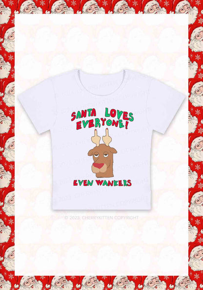 Santa Loves Everyone Christmas Y2K Baby Tee Cherrykitten