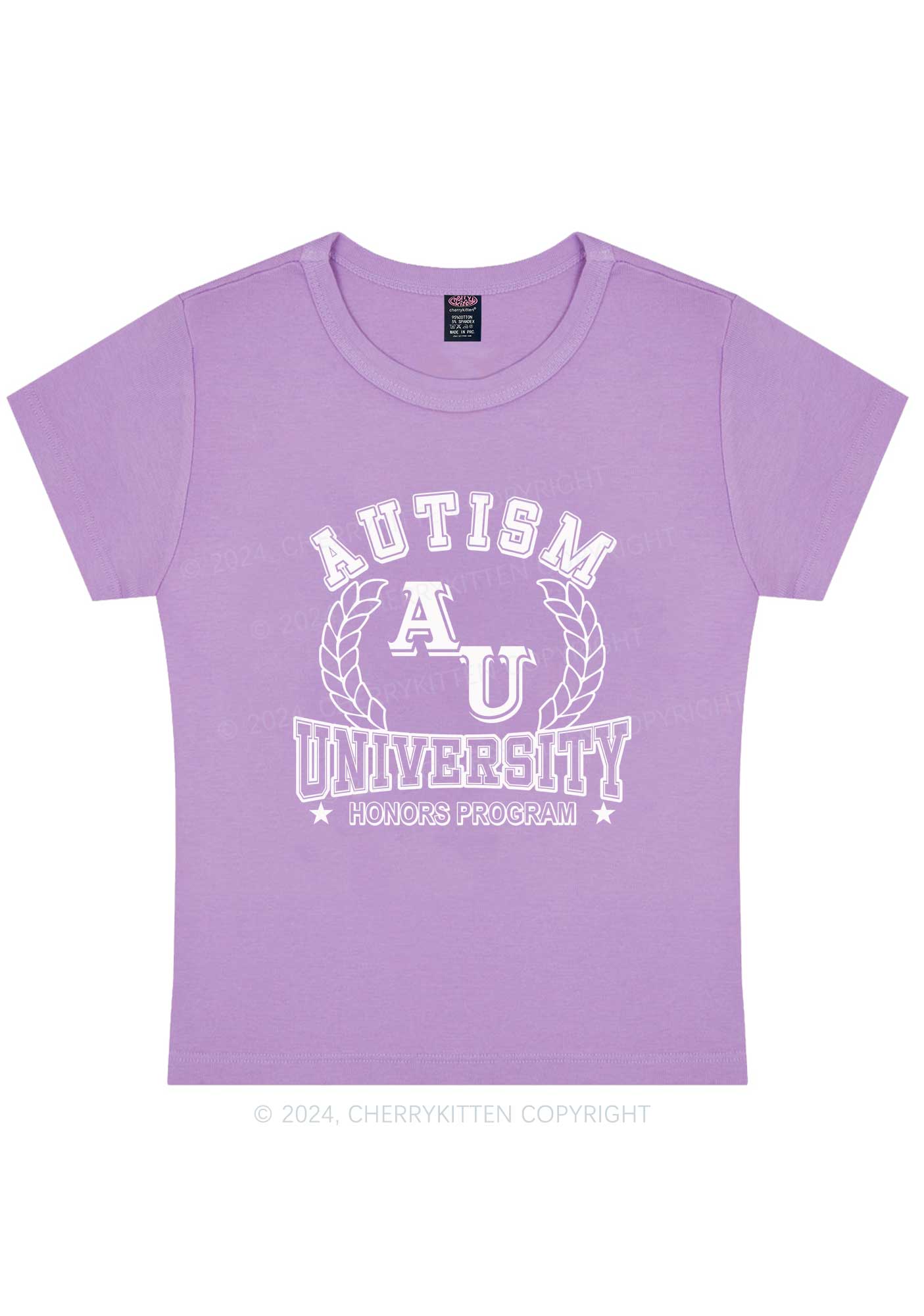 AU University Y2K Baby Tee Cherrykitten