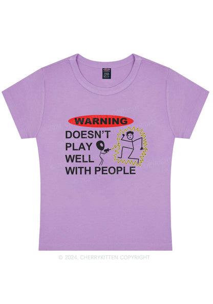 Play Warning Y2K Baby Tee Cherrykitten