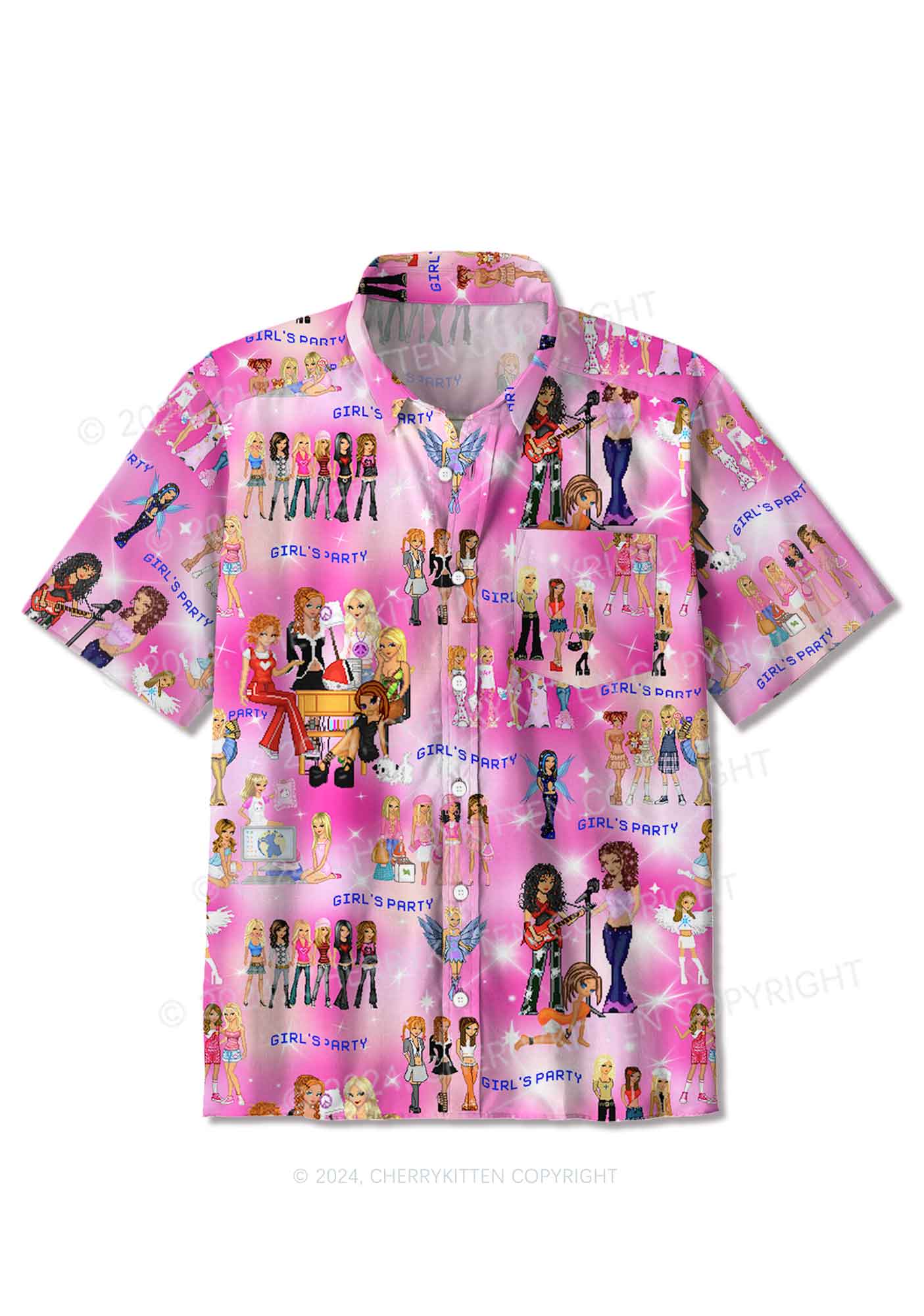 Girl's Party Y2K Print Shirts Cherrykitten