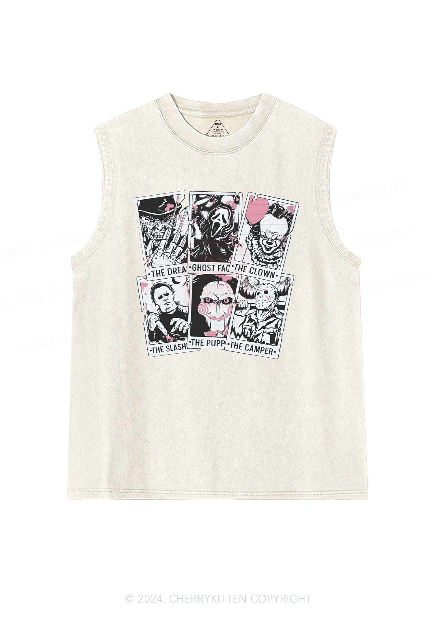 Halloween Spooky Characters Y2K Washed Tank Cherrykitten