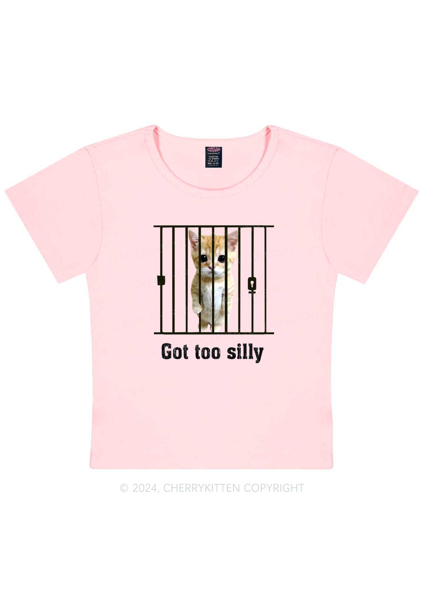 Got Too Silly Cat Y2K Baby Tee Cherrykitten