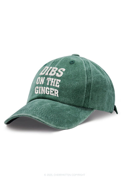 Embroidered Dibs On Ginger St Patricks Y2K Washed Baseball Cap Cherrykitten