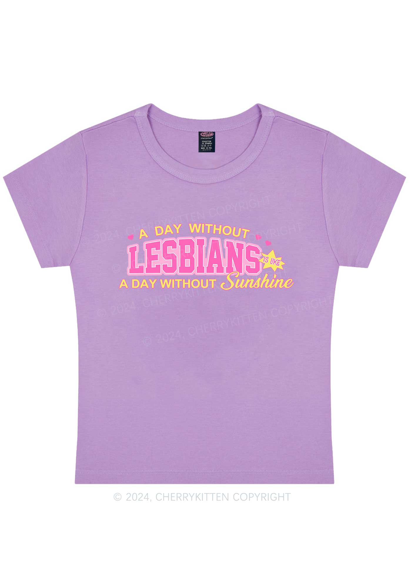 Curvy A Day Without Lesbians Y2K Baby Tee Cherrykitten