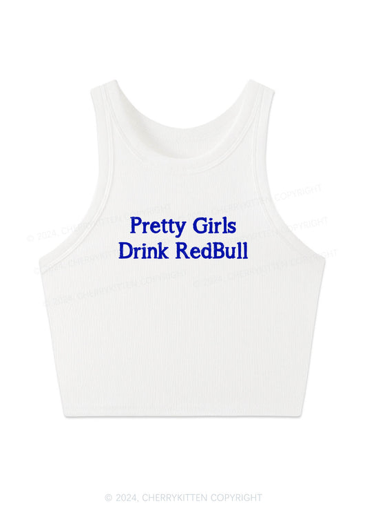 Pretty Girls Drink Redbull Y2K Crop Tank Top Cherrykitten