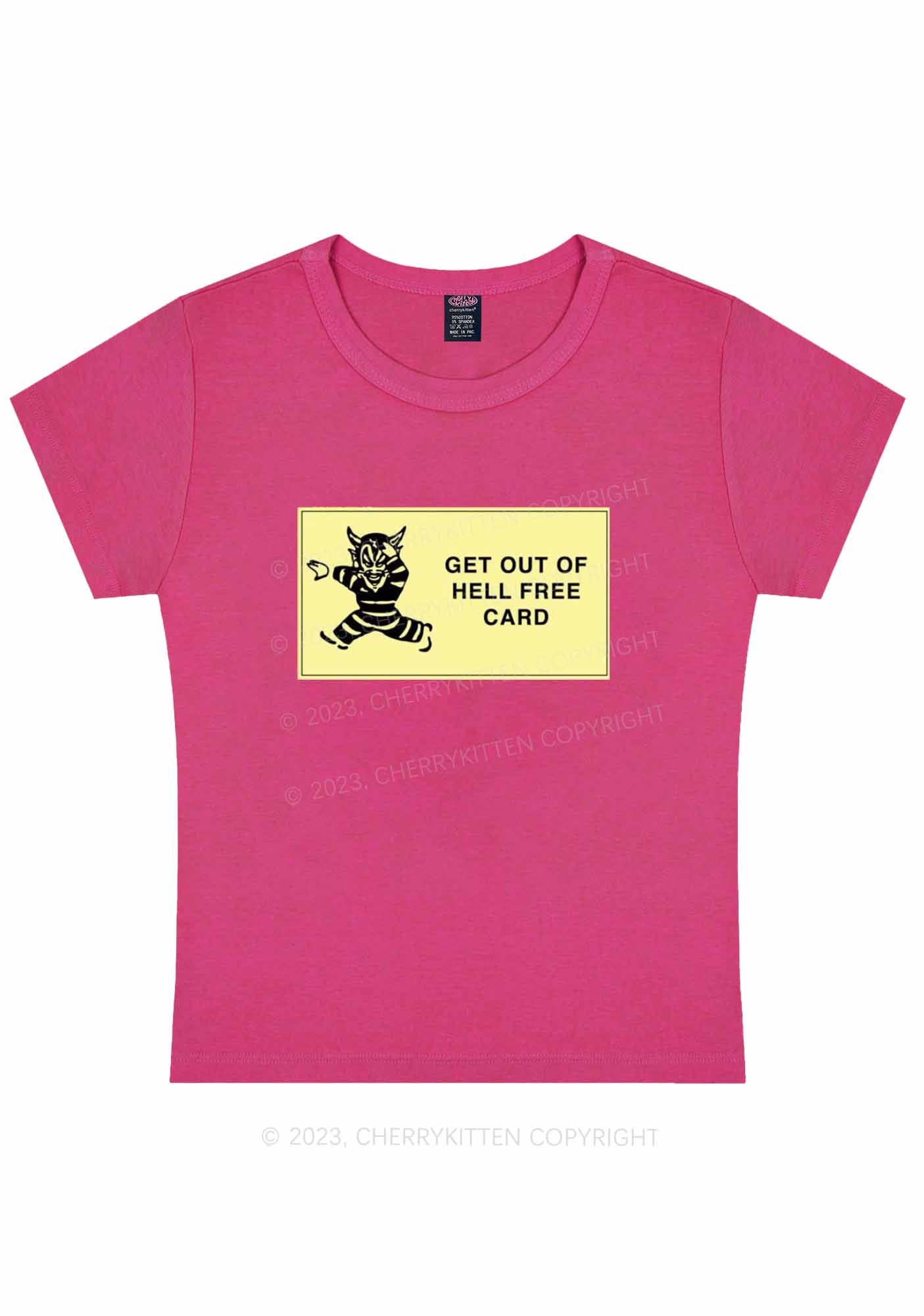 Curvy Get Out Of Hell Y2K Baby Tee Cherrykitten