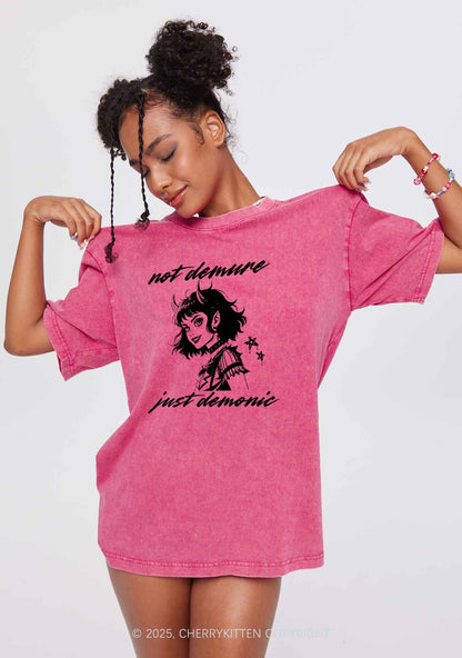 Not Demure Just Demonic Y2K Washed Tee Cherrykitten