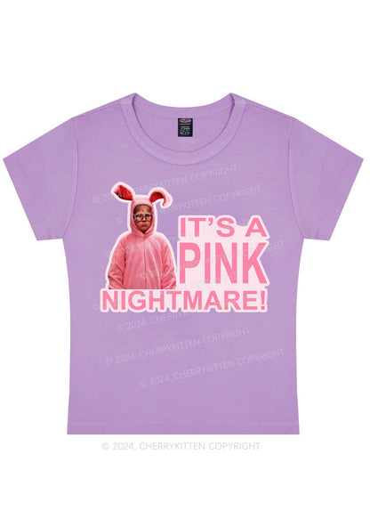 Christmas Pink Nightmare Y2K Baby Tee Cherrykitten